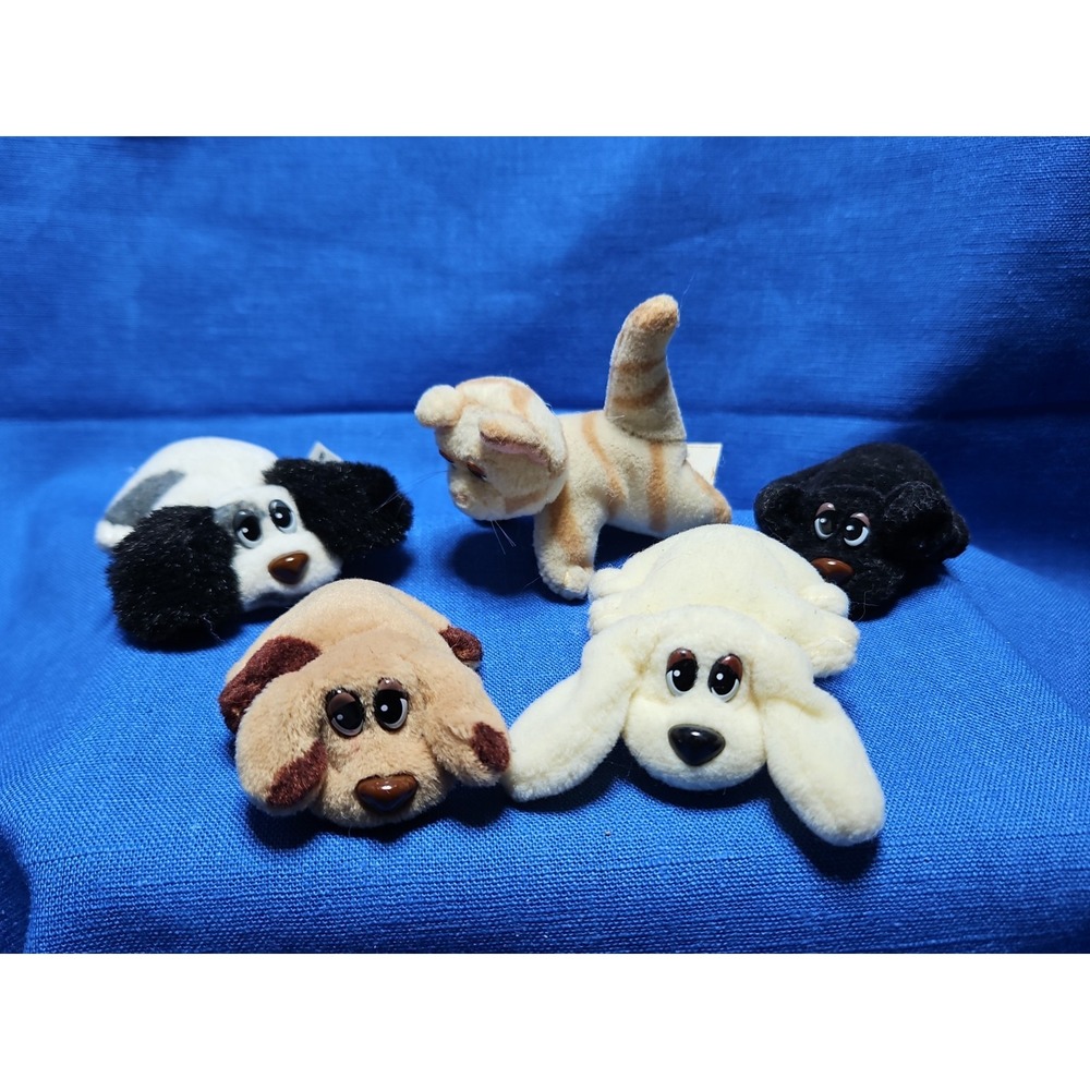 5 Vintage Pound Puppies Mini Lot Dogs Cat Micro Galoob Figures Purries